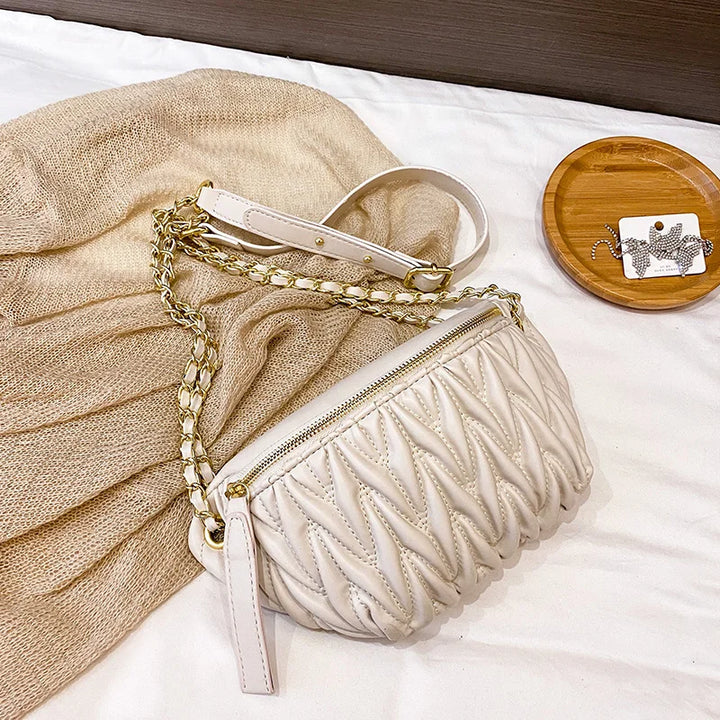 Pu Leather Crossbody Chest Bag Hip Zipper Phone Purse Handbag Travel Belt Bag