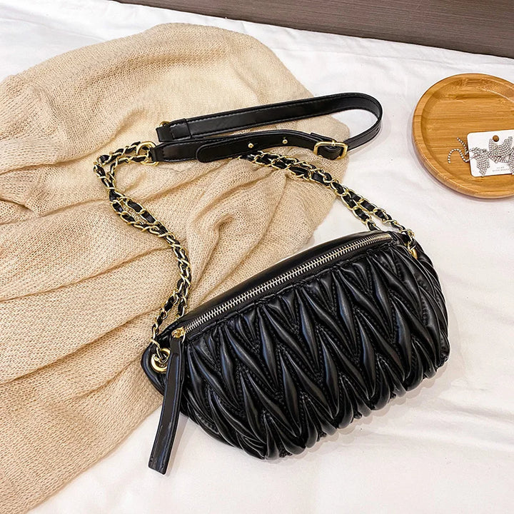 Pu Leather Crossbody Chest Bag Hip Zipper Phone Purse Handbag Travel Belt Bag