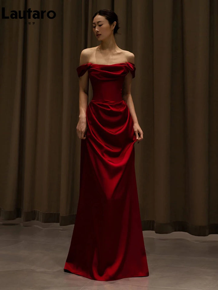 Lautaro Spring Extra Long Shoulder Floor Length Dresses for Women Luxury