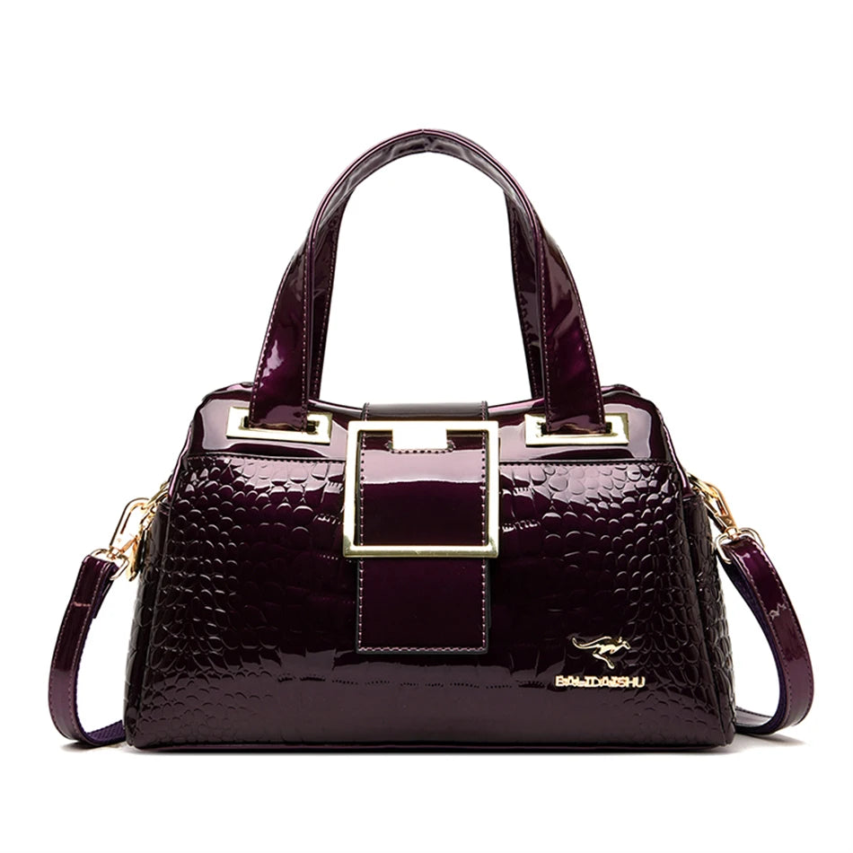 Luxury Designer Crocodile Pattern Ladies Boston Shoulder Bag
