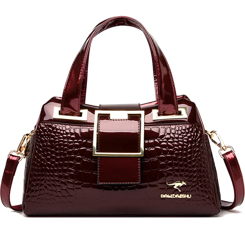 Designer Crocodile Pattern Ladies Boston Shoulder Bag High Quality