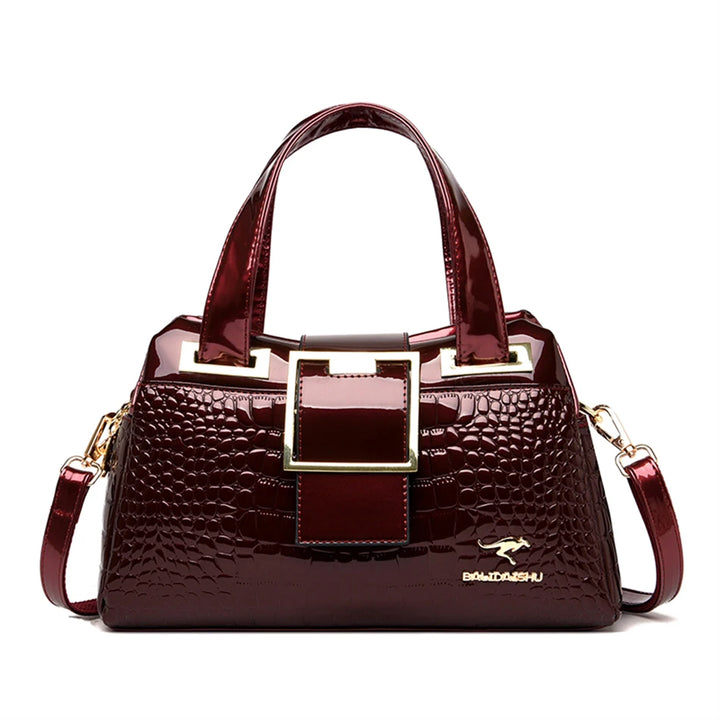 Luxury Designer Crocodile Pattern Ladies Boston Shoulder Bag