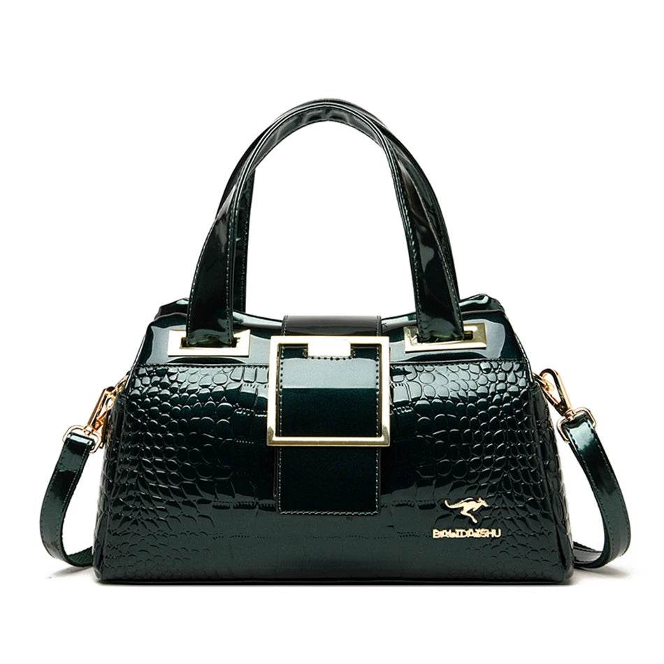 Luxury Designer Crocodile Pattern Ladies Boston Shoulder Bag