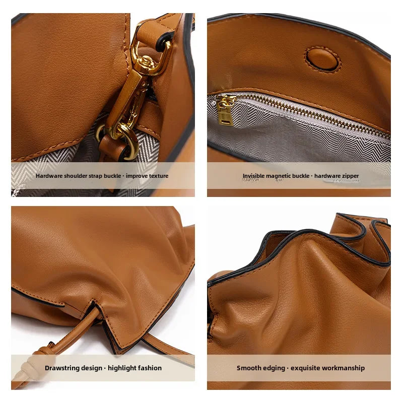 2025 New Fashionable Simple Crossbody Bucket Bag Women's