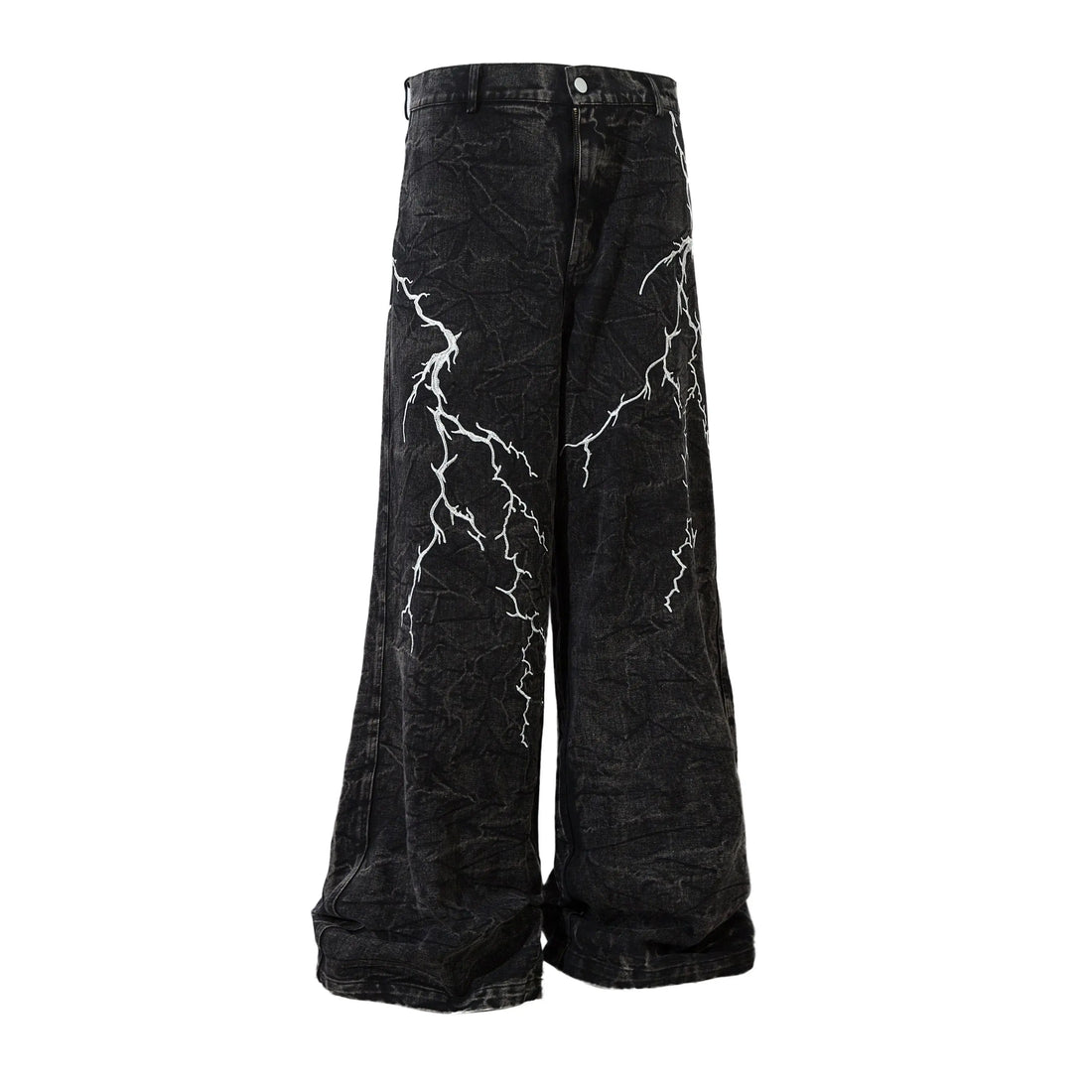 Y2K High Street Lightning Embroidered Baggy Jeans Men and Women Retro Hip Hop Loose Casual High Waist Straight Wide Leg Jeans