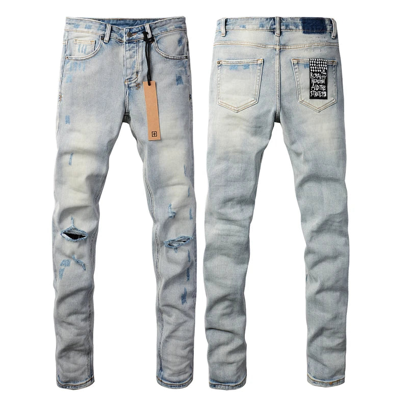 High Street Ripped Elastic Slim Fit Denim Pants