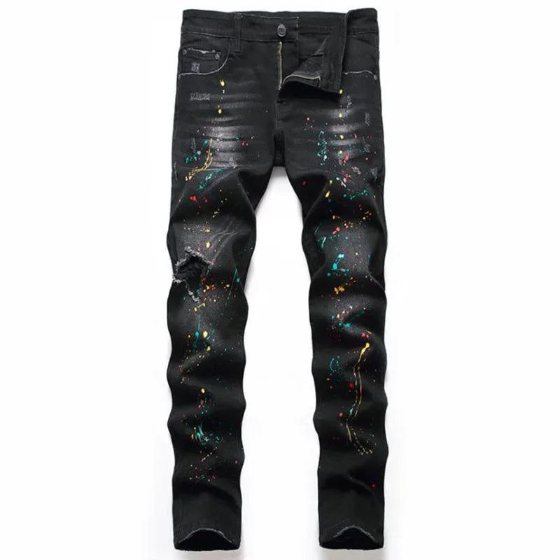 High Quality Men Casual Jeans Paint Designer