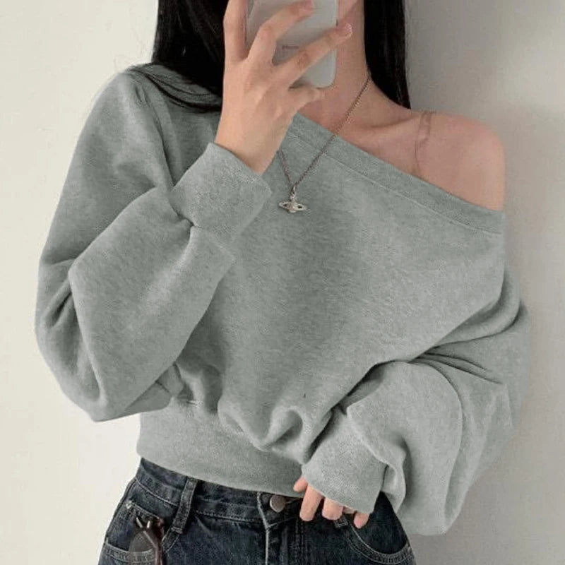 Women's Sweatshirts Loose Streetwear Off-shoulder Hoodie