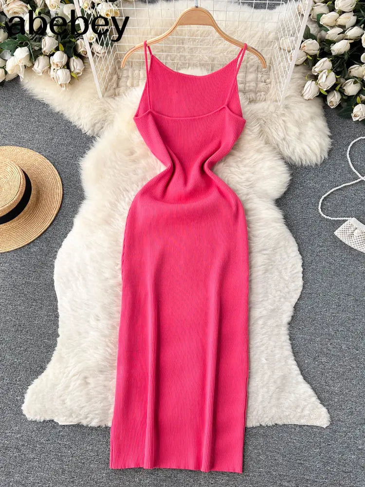 Summer Knit Sexy Strap Dress