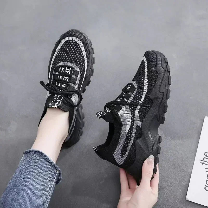 Thick-Soled Daddy Shoes Mesh Red Shoes Light Running Shoes