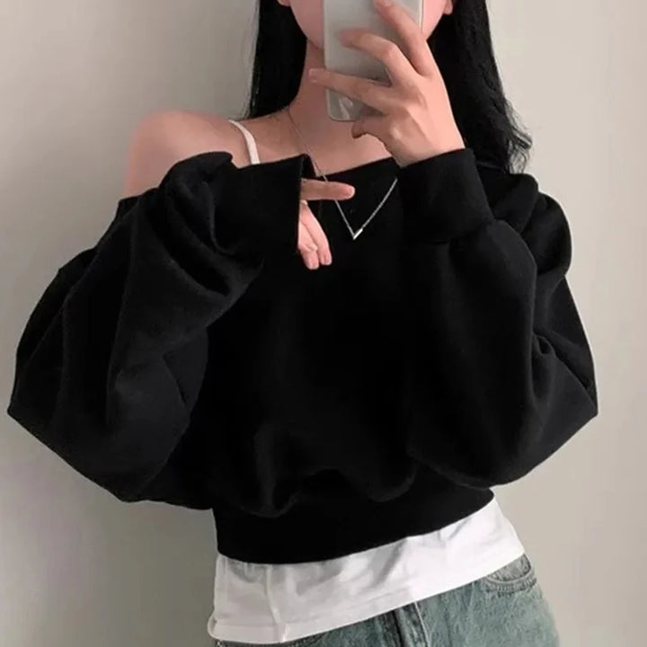 Women's Sweatshirts Loose Streetwear Off-shoulder Hoodie