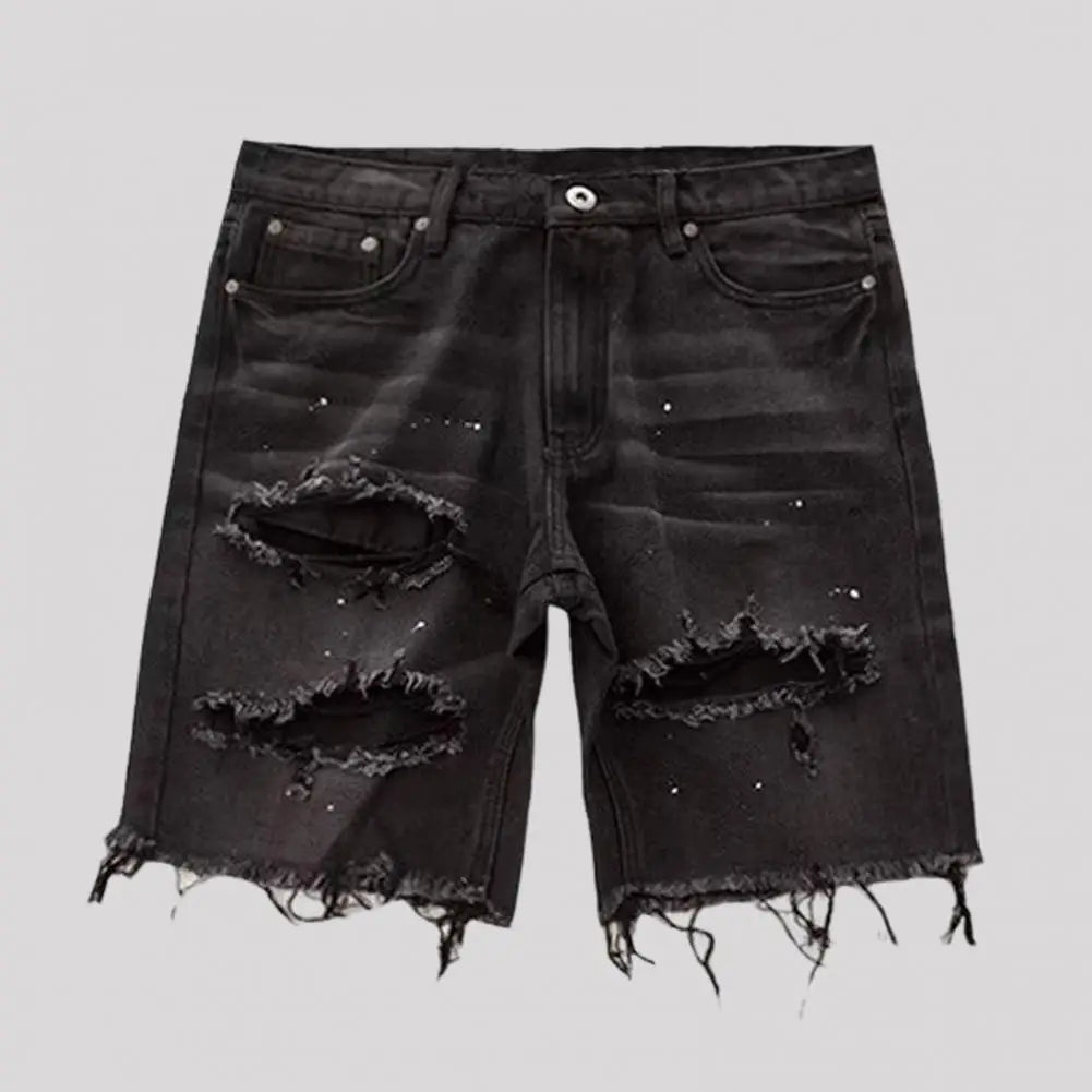 Designer High Street Men Summer Distressed Denim Shorts