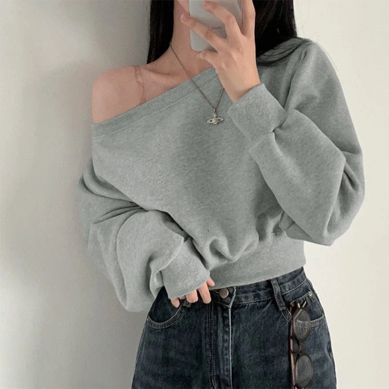 Women's Sweatshirts Loose Streetwear Off-shoulder Hoodie