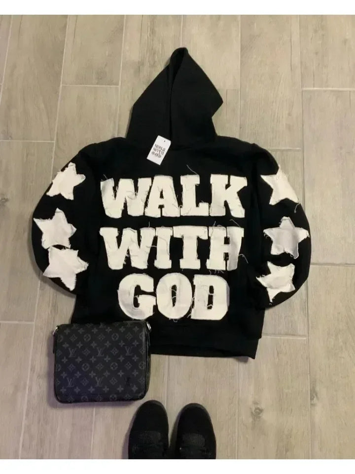 2025 High Street Trend Vintage Hoodie for Casual Loose Sweatshirt