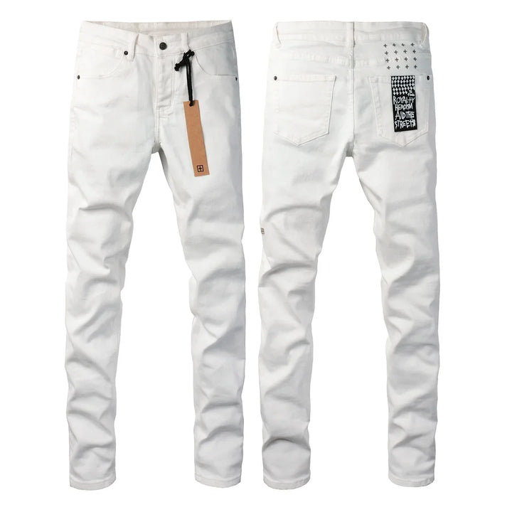 Skinny Denim Designer Pants Ripped Frayed Trousers