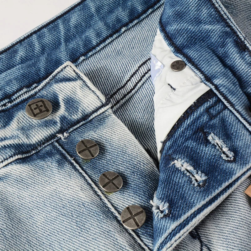 High Street Ripped Elastic Slim Fit Denim Pants