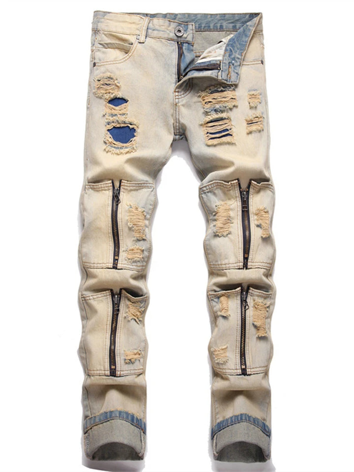 2025 New Men's Punk Designer Jeans Ripped