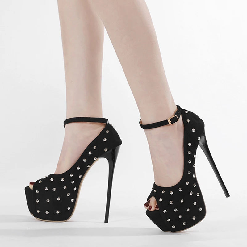 High Heels Party Club Stripper Shoes Fashion Rivet Platform Pumps Women Sandals