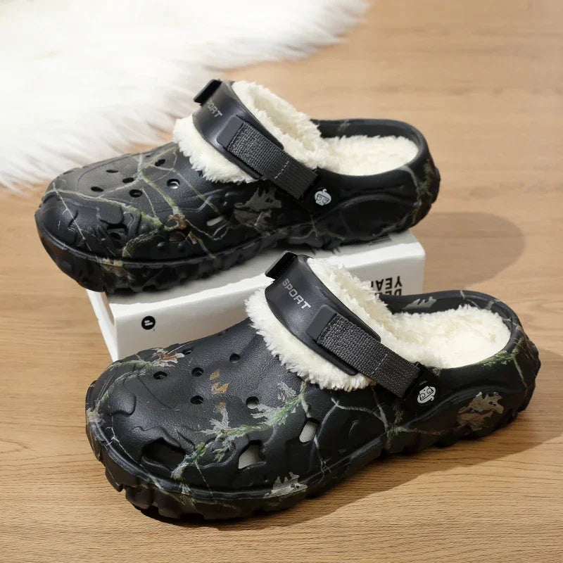 Men Casual Non Slip Plush Fur Clogs for Men