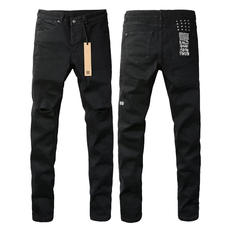 High Street Ripped Elastic Slim Fit Denim Pants