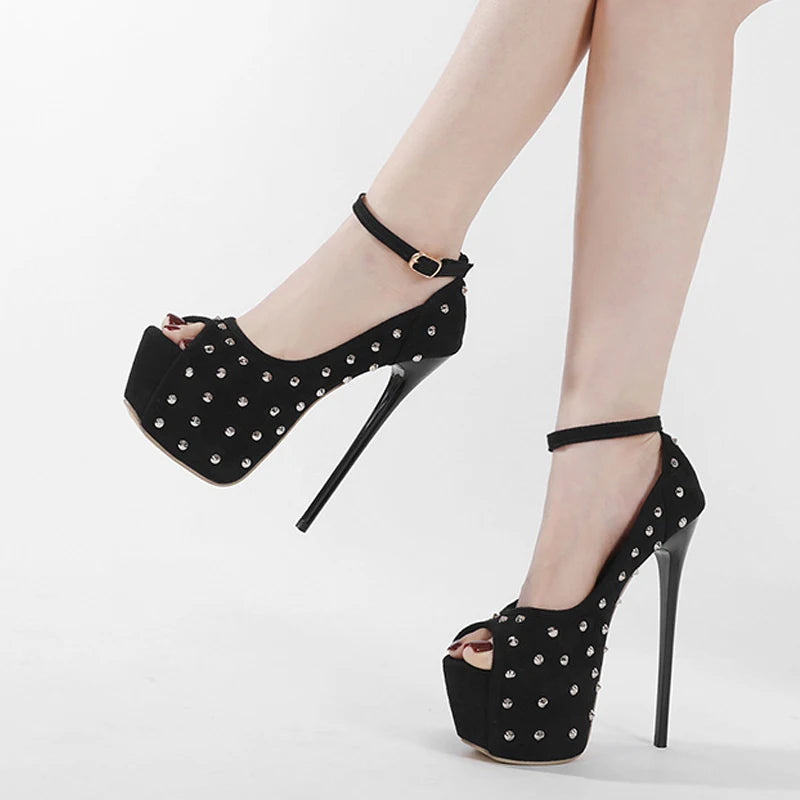 High Heels Party Club Stripper Shoes Fashion Rivet Platform Pumps Women Sandals