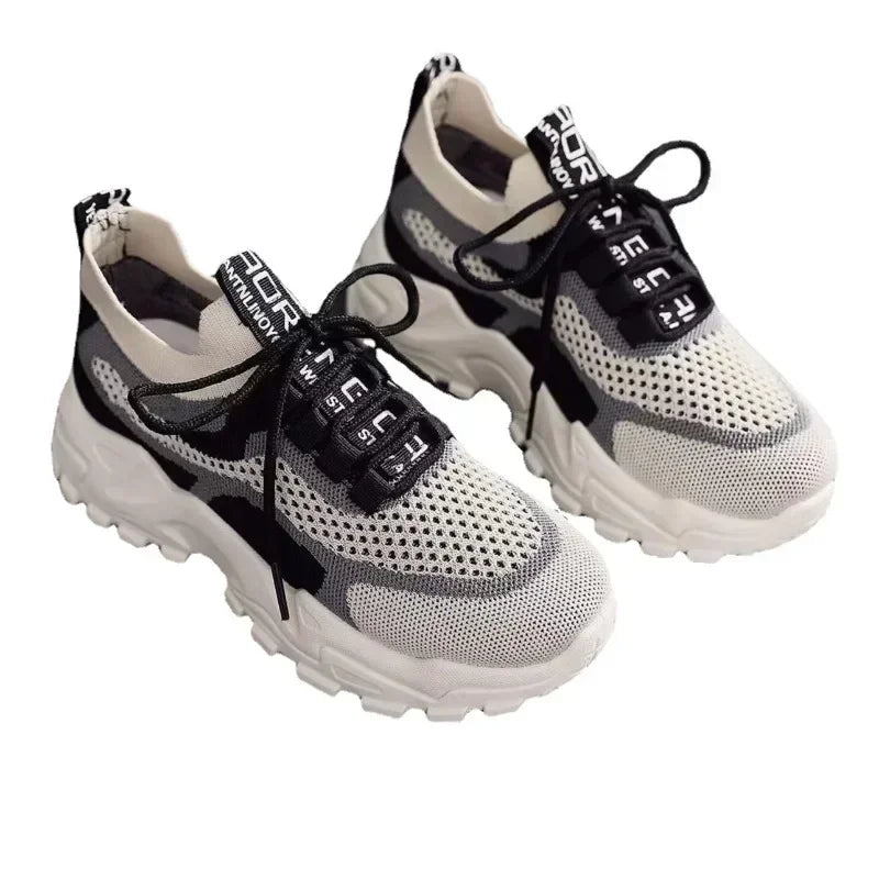 Thick-Soled Daddy Shoes Mesh Red Shoes Light Running Shoes