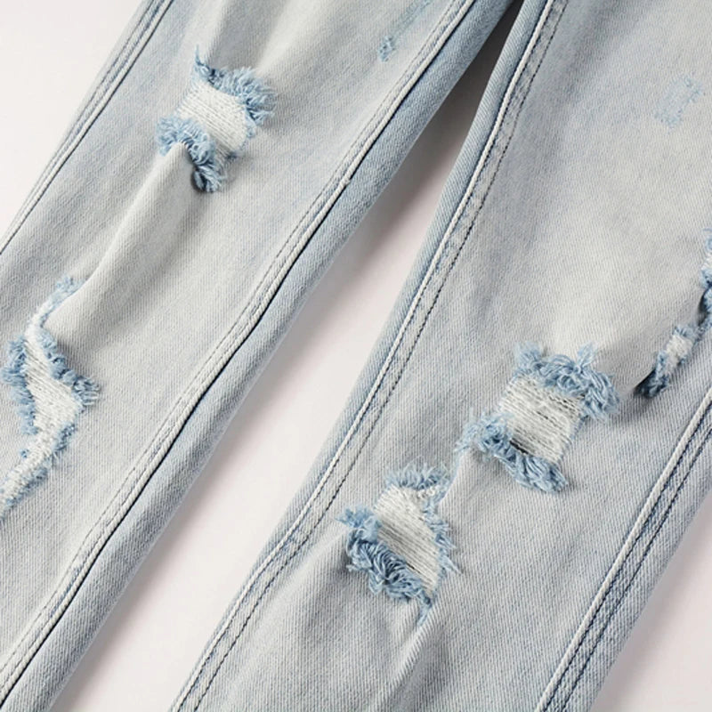 High Street Ripped Elastic Slim Fit Denim Pants
