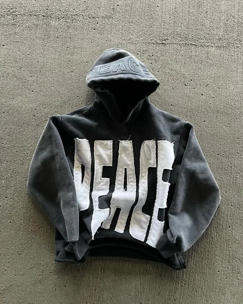 2025 High Street Trend Vintage Hoodie for Casual Loose Sweatshirt