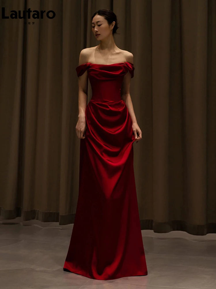 Lautaro Spring Extra Long Shoulder Floor Length Dresses for Women Luxury