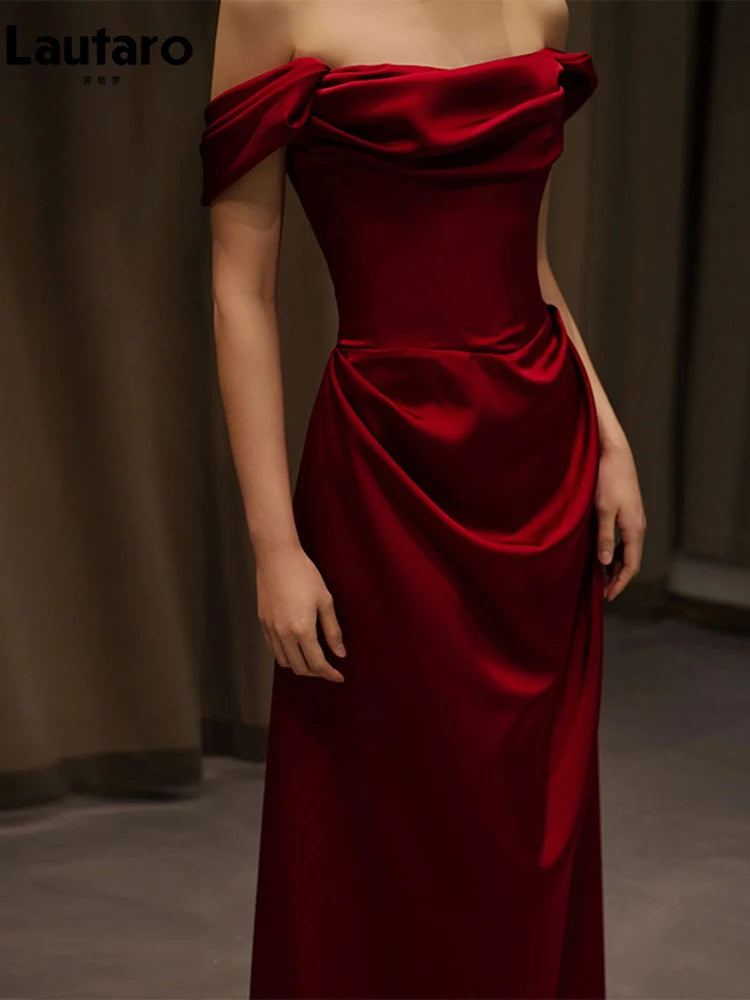 Lautaro Spring Extra Long Shoulder Floor Length Dresses for Women Luxury