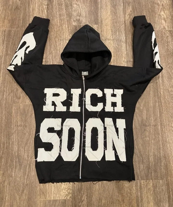 American Street Zipper Hoodie Men  Casual Jacket Embroidered Oversized Sweatshirt Men And Women