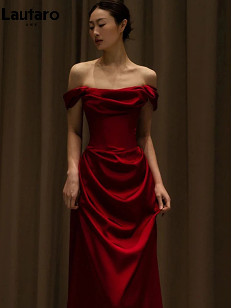 Lautaro Spring Extra Long Shoulder Floor Length Dresses for Women Luxury