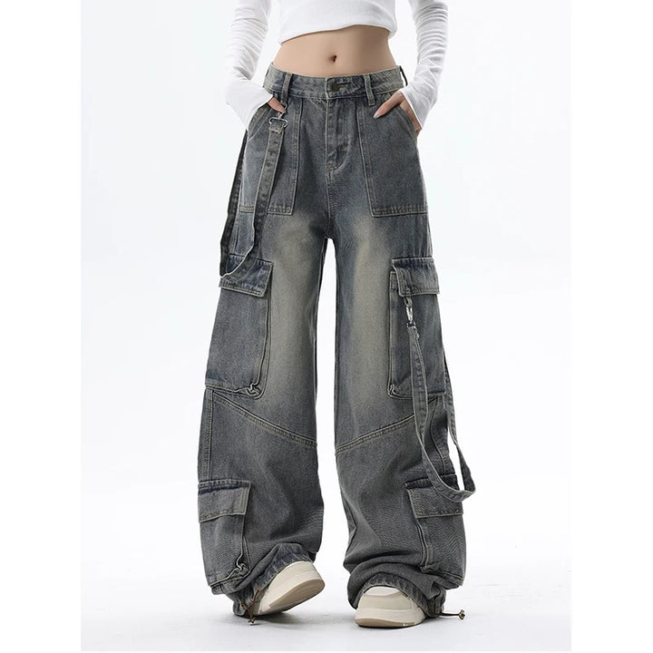 Women Jeans Cargo Pants Streetwear High Waist American Fashion