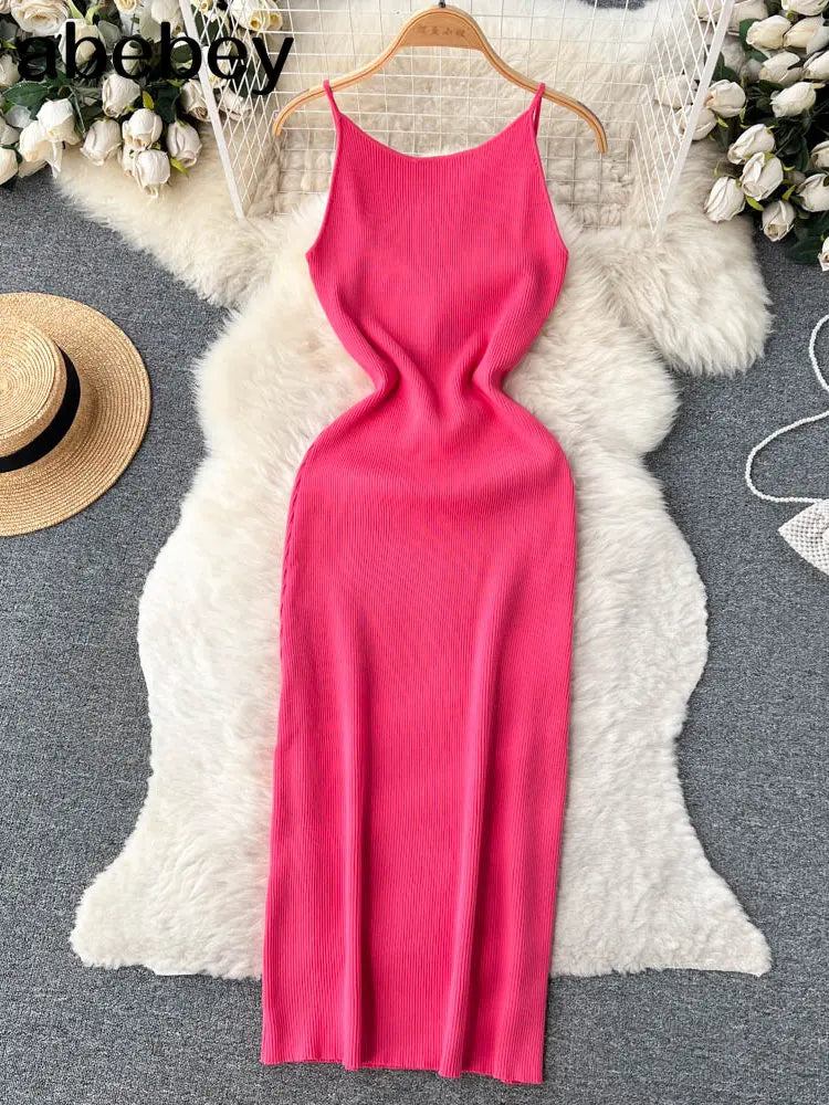 Summer Knit Sexy Strap Dress