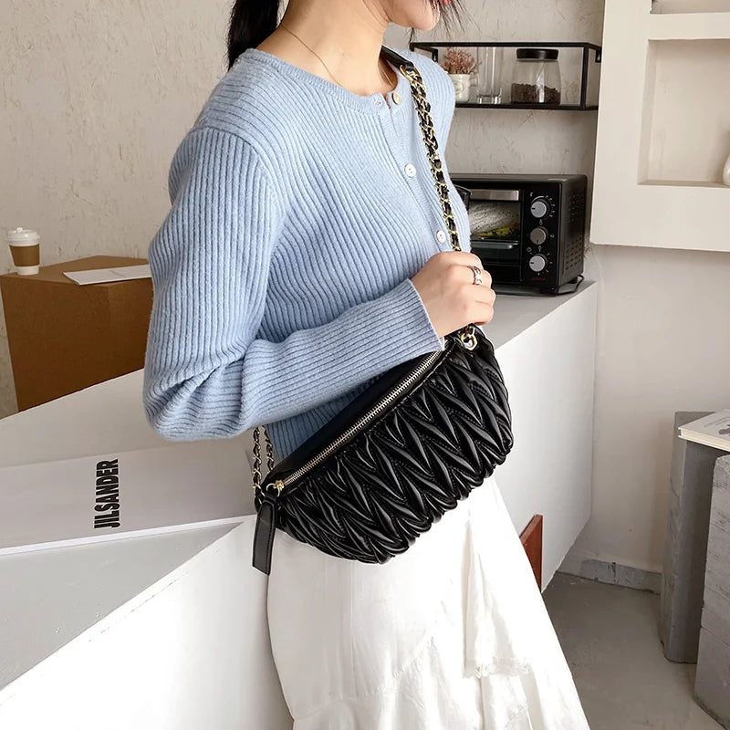 Pu Leather Crossbody Chest Bag Hip Zipper Phone Purse Handbag Travel Belt Bag