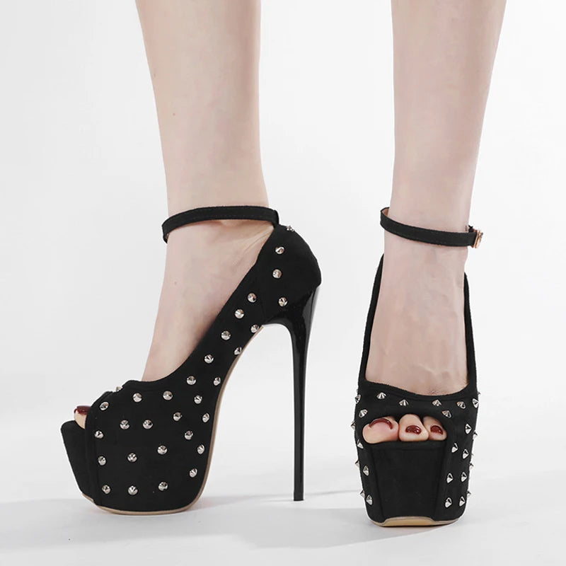 Style Sexy Party Club Stripper Shoes Fashion Rivet Platform Pumps Women Sandals