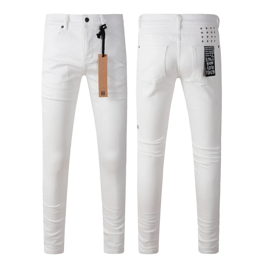 Skinny Denim Designer Pants Ripped Frayed Trousers
