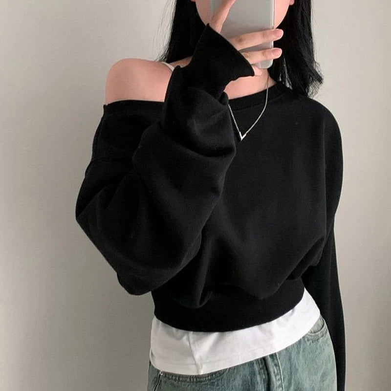 Women's Sweatshirts Loose Streetwear Off-shoulder Hoodie