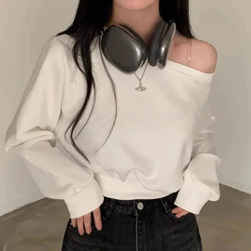 Women's Sweatshirts Loose Streetwear Off-shoulder Hoodie