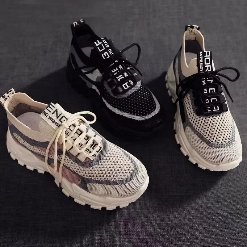 Thick-Soled Daddy Shoes Mesh Red Shoes Light Running Shoes