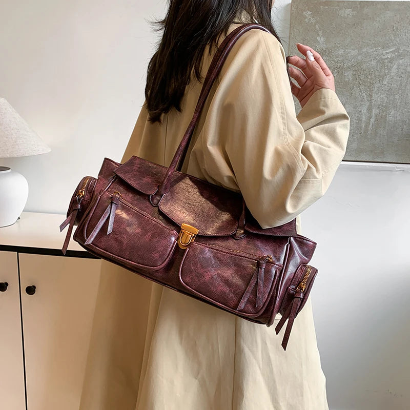 Multi Pockets Large Capacity Satchels 2025 Winter Latest Luxury Handbags