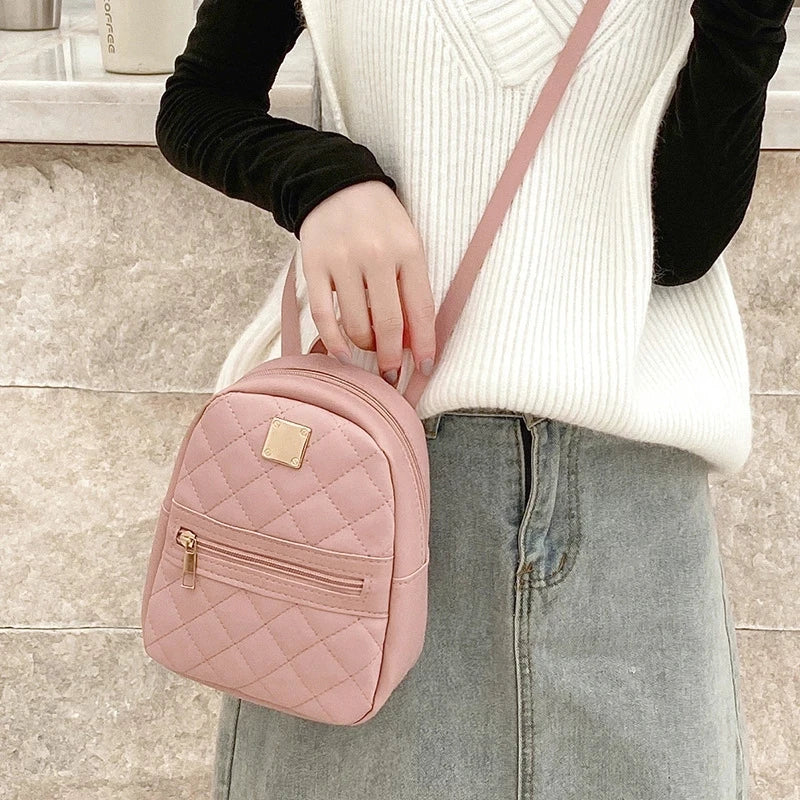 PU Leather Mini Women Backpack Multi Function