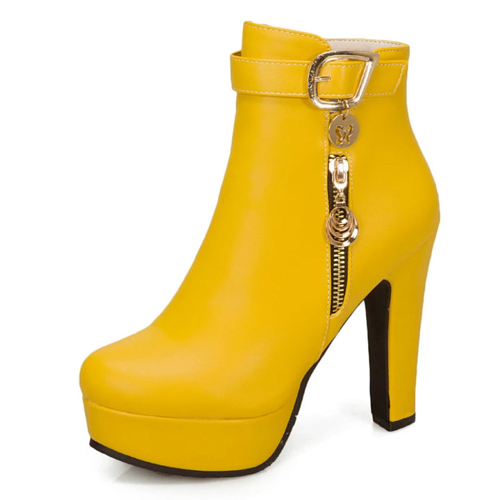 High Heels Short Boot Female Platform Red Yellow White Party Shoes Large Size