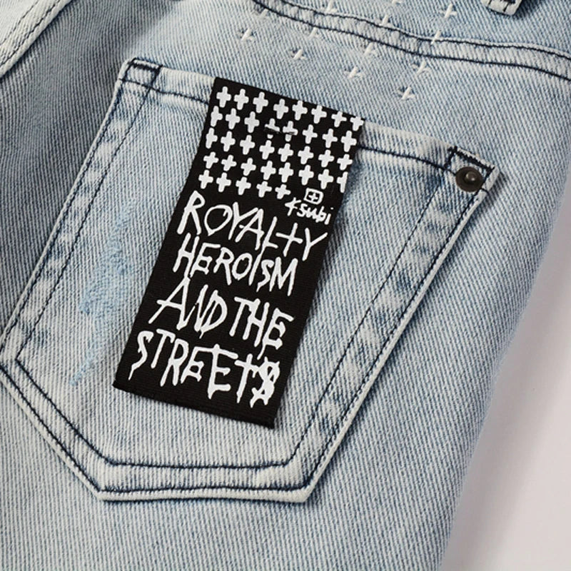 High Street Ripped Elastic Slim Fit Denim Pants