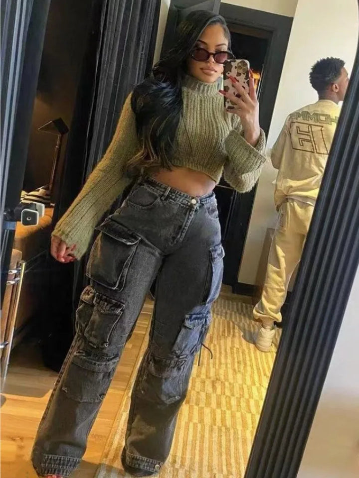 New Designer 2025 Casual Denim Trousers Streetwear
