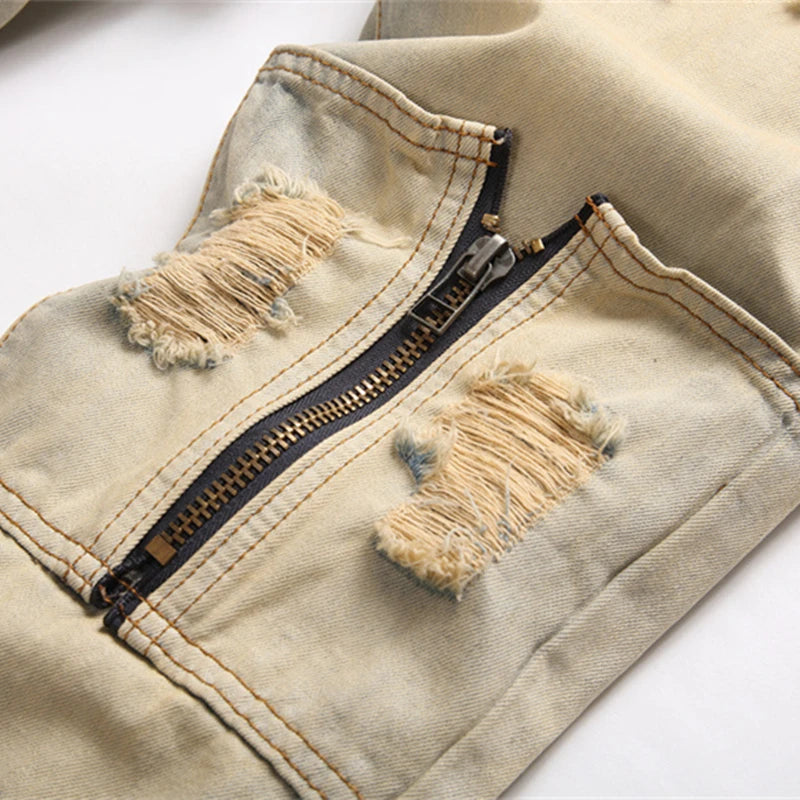 2025 New Men's Punk Designer Jeans Ripped