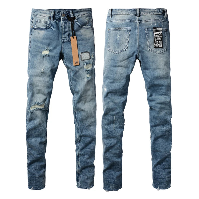 High Street Ripped Elastic Slim Fit Denim Pants