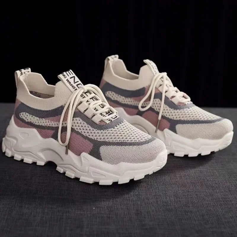 Thick-Soled Daddy Shoes Mesh Red Shoes Light Running Shoes