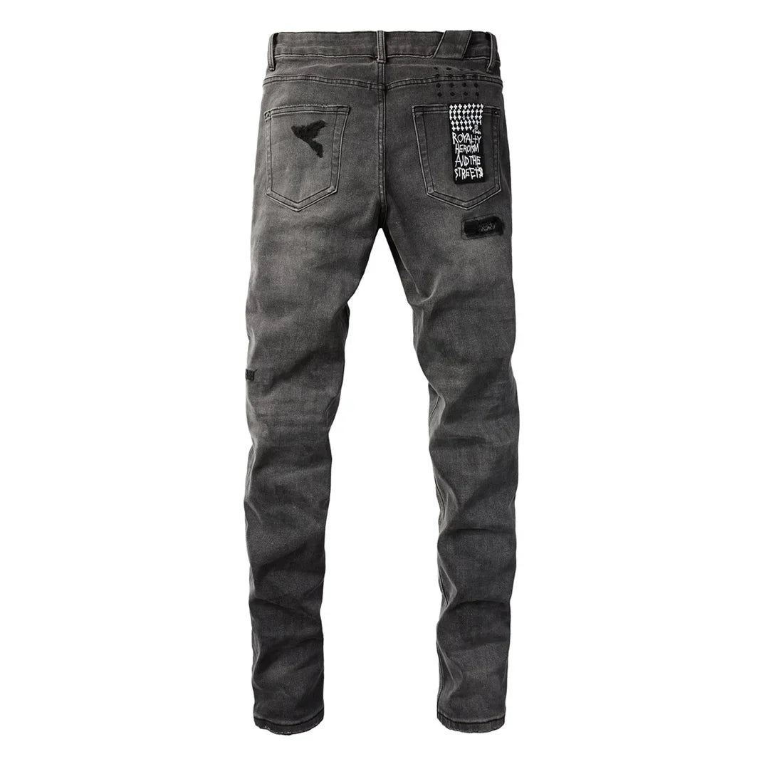 American High Street Skinny Pleated Ripped Frayed  jeans