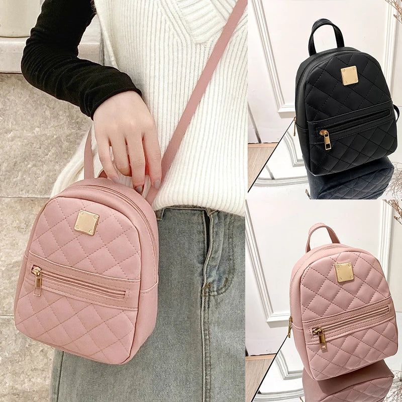 PU Leather Mini Women Backpack Multi Function
